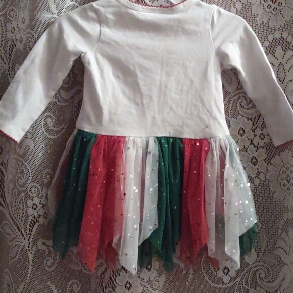 Bonnie Baby Girls 6-9 mo Christmas Reindeer long sleeve Sparkle Tutu Red Dress - Picture 4 of 5